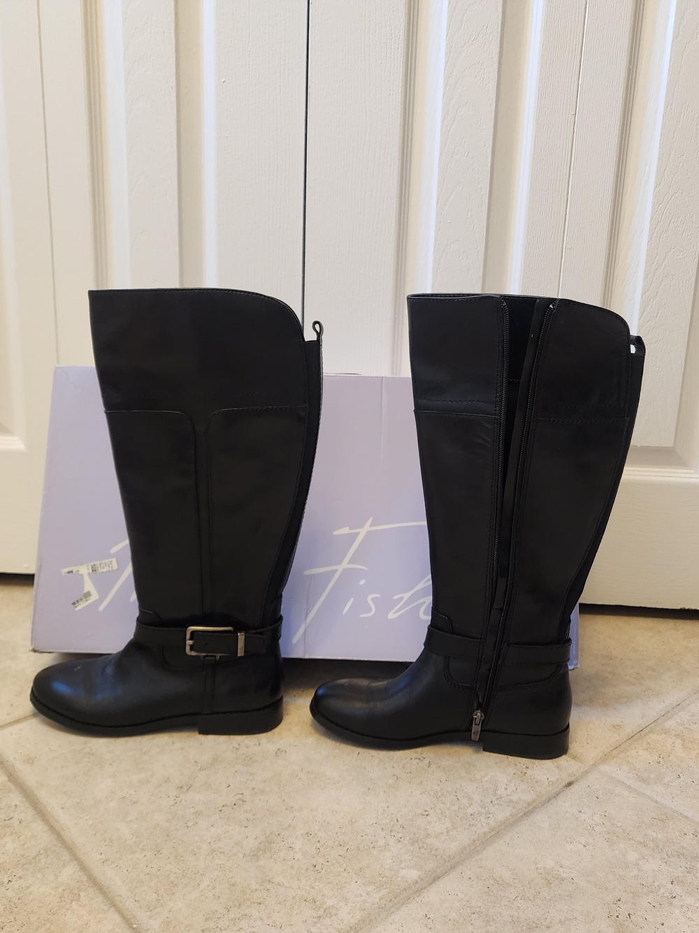 Marc Fisher Black Over-the-Knee Buckle Riding Boots